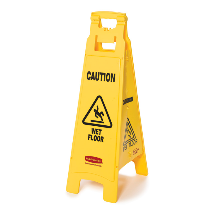 Waarschuwingsbord 'wet floor', vierzijdig, geel,VB 006114-77 - 0