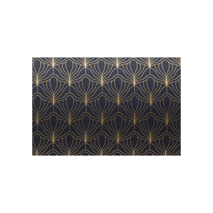 Cadeaupapier, 50cm x 200m, art deco, fan black gold, R75704U - 0