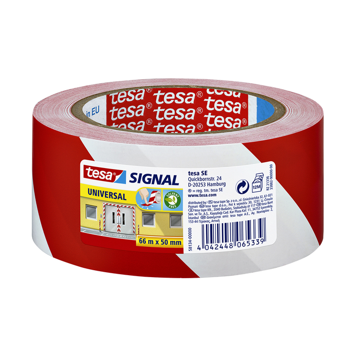 Tesa, waarschuwingstape, 50mm x 60mm, rood/wit, 4042448065339 (1 stuk) - 0