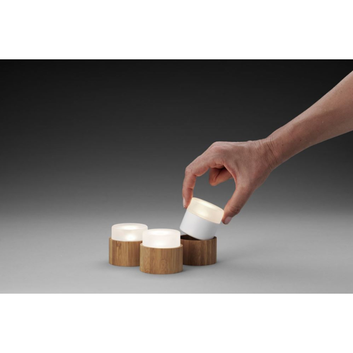 Duni | LED Lamphouder | 33x57mm | Mini Bamboe Nature | 186426 (8 stuks) - 1
