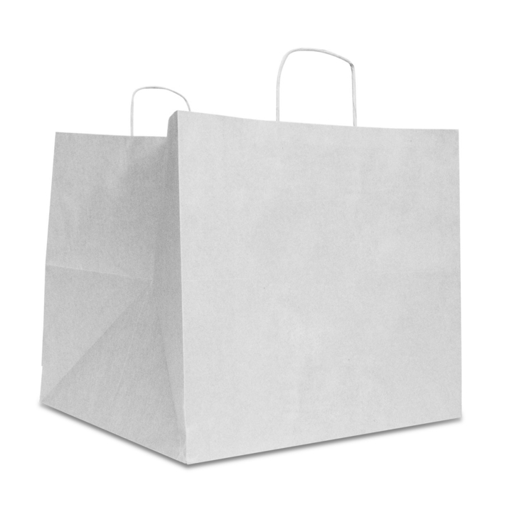 Draagtas, pizza, papier, gedraaid, 33+33x33cm,wit (100 st) - 0