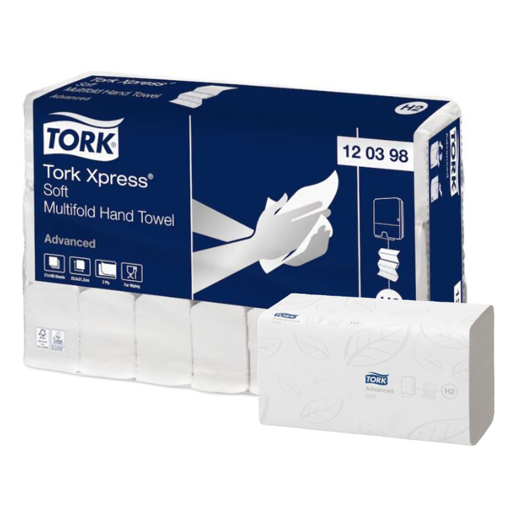 Tork Advanced | Interfold Papieren Handdoekjes | 25,5x21,2cm | 2-Laags | H2 | Wit | 120398 (3.780 stuks) - 0