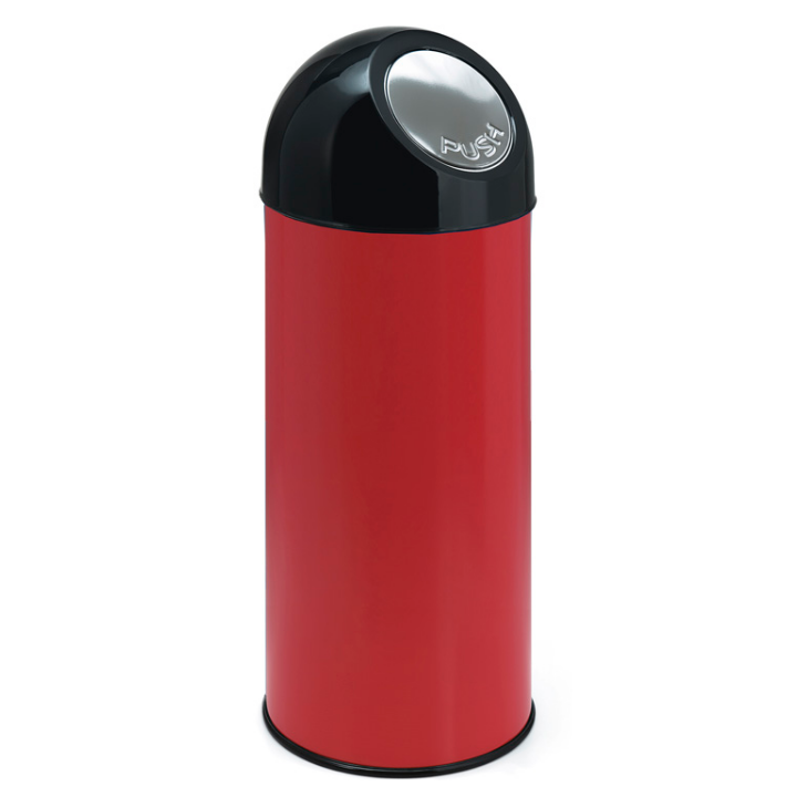 Afvalbak met pushdeksel & binnenbak, 55 liter, rood, VB 470002 - 0