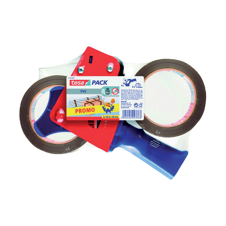 TESA, dozensluiter / tape dispenser, 50mm x 66 meter, inclusief twee rollen tape - 0