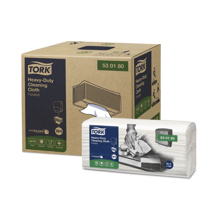 Tork Heavy-Duty | Gevouwen Reinigingsdoek | 61,5x35,5cm | 1-Laags | W4 | Wit | 530180 (280 stuks) - 0