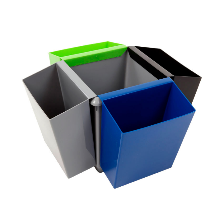 Kunststof papierbak, vierkant, 27 liter, grijs, VB 045433 - 1