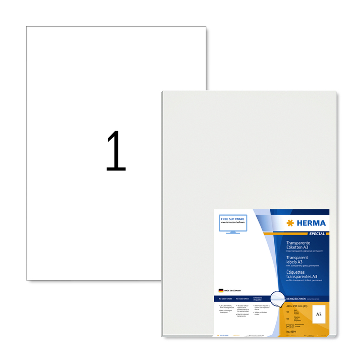 Etiket herma 8694 297x420mm transparant a3 10st(8694) - 0