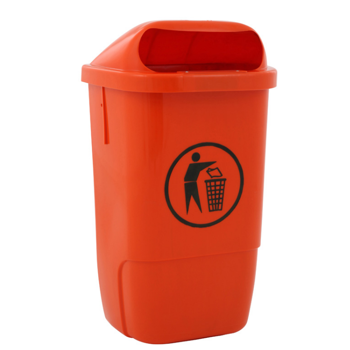 Kunststof buitenafvalbak, 50 liter, oranje, VB 870000 - 0