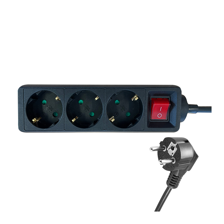 Stekkerdoos brasq  3 voudig 1.4 meter zwart(8742605) - 3