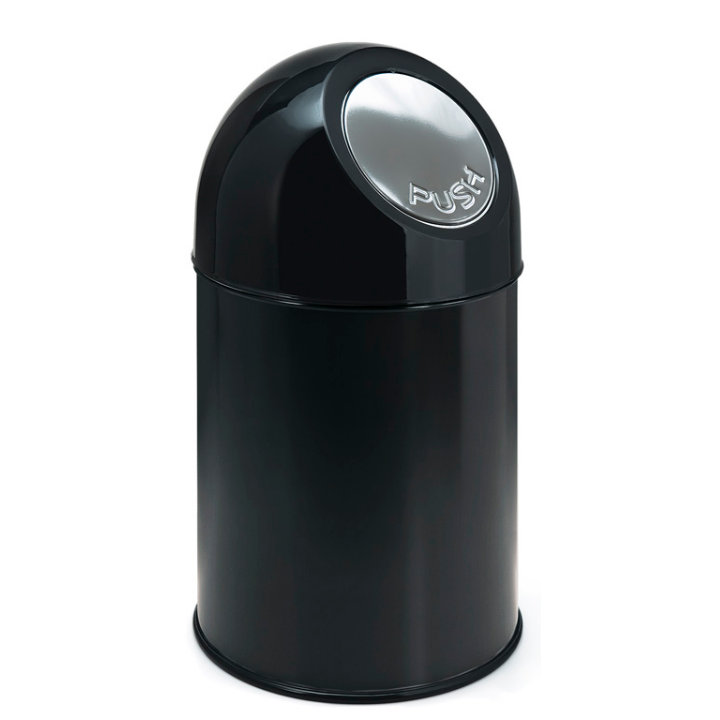 Afvalbak met pushdeksel & binnenbak, 30 liter, zwart, VB 460002 - 0