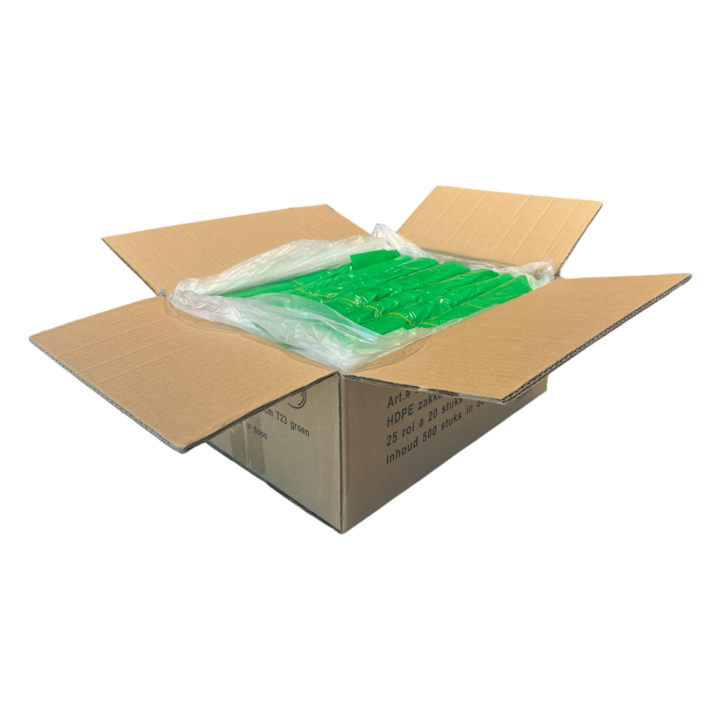Vuilniszak | HDPE | 58x100cm | 70 Liter | T23 | Groen (20 zakken)  - 1