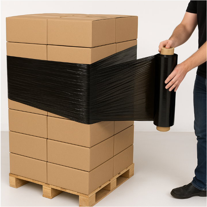 Wikkelfolie, 50cm x 300m, 12my, zwart, next generation - 1