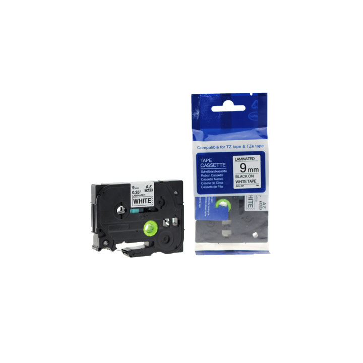 Compatible Lettertape brother p-touch tz221 9mm wit/zwart - 0