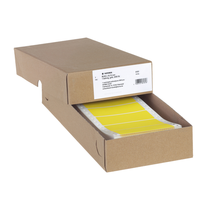 Etiket herma pinfeed 8181 1baans 88.9x35.7mm geel - 0