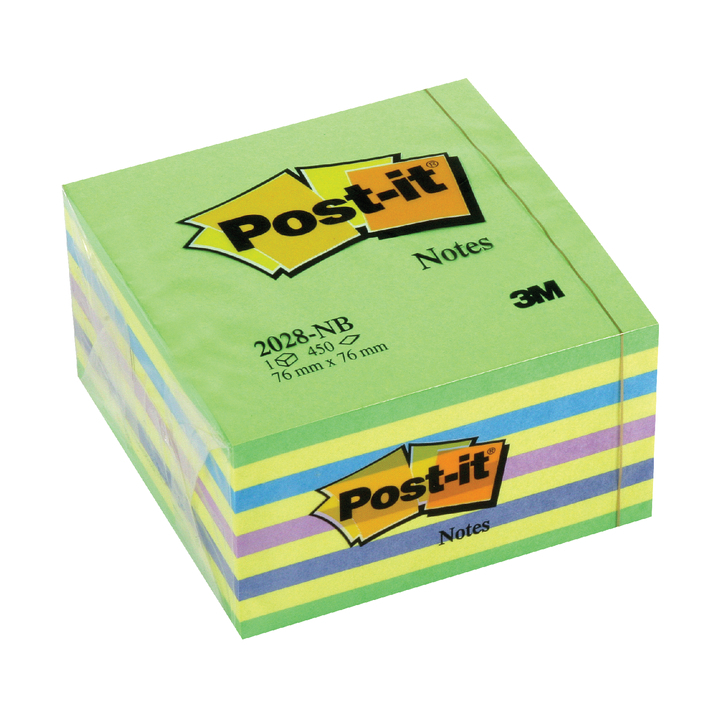 Memoblok 3m post-it 2028nb 76x76mm lollipop bl/gn - 0
