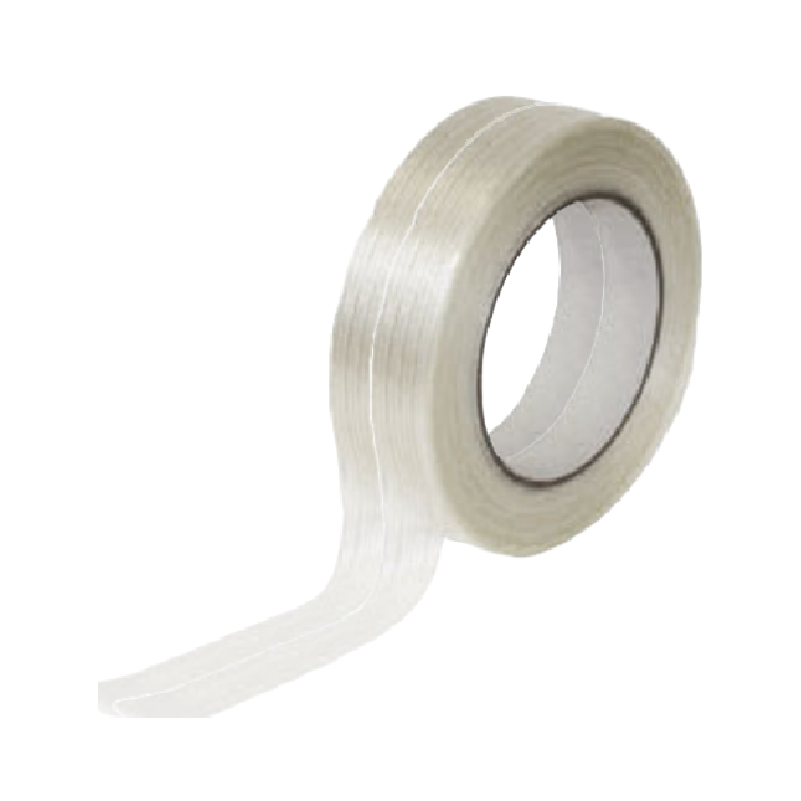 Lengte versterkte tape, glasweefsel, 50mm x 50m, transparant - 0