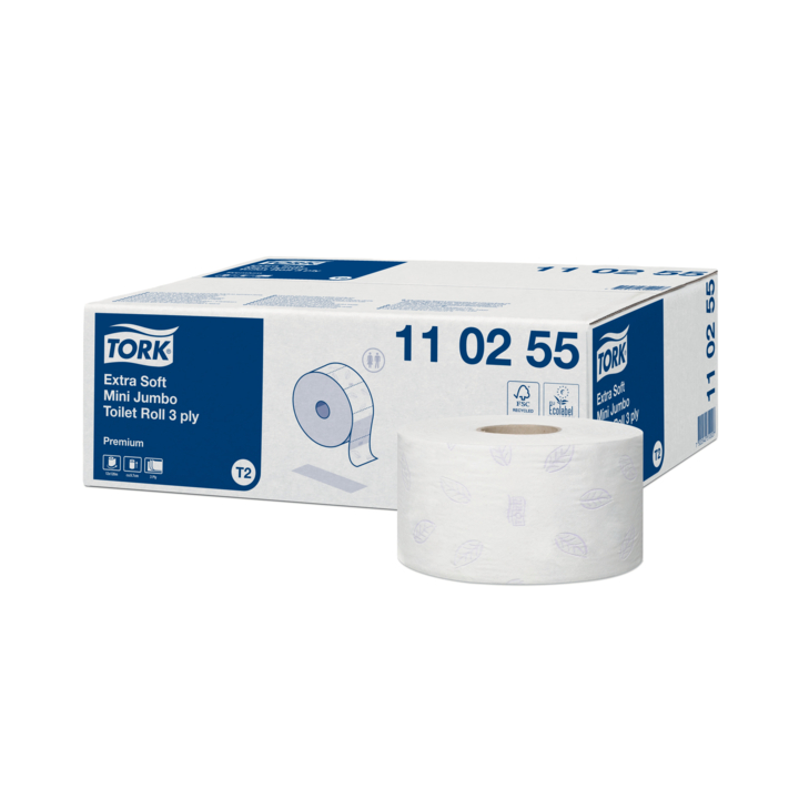 Tork Premium | Mini Jumbo Toiletpapier | 120 Meter | 3-Laags | T2 | Wit | 110255 (12 stuks) - 0