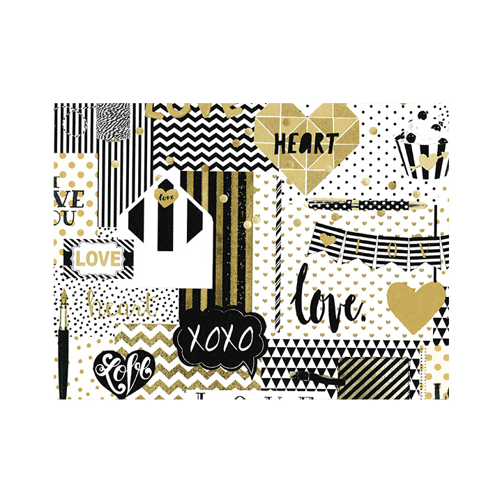 Cadeaupapier, 30cmx100m, R70901B, XOXO black gold - 0