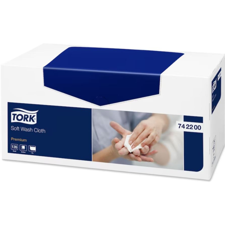 Tork Premium, zachte wasdoek, 30x32 cm, 1-laags, wit, 742200 (1080 stuks)  - 1
