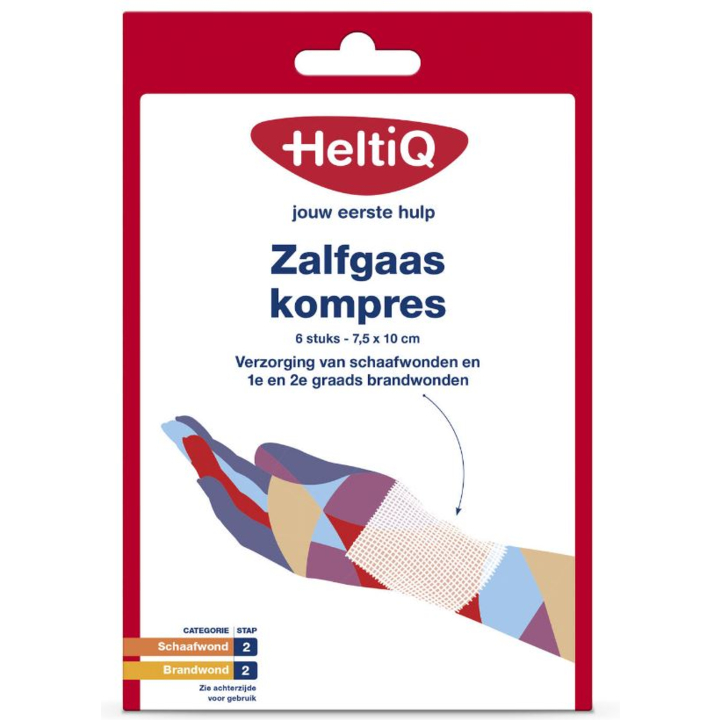 HeltiQ, zalfgaas kompres, 7.5x10cm (6 stuks) - 0