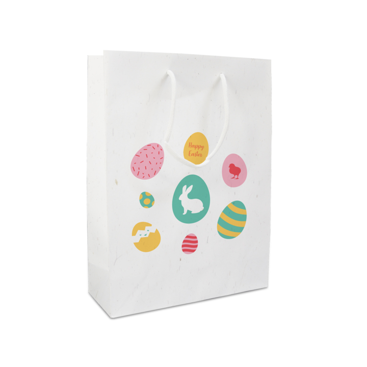 Luxe pasen tassen,Pastel eggs, 26+10x35cm, wit, (100st) - 0