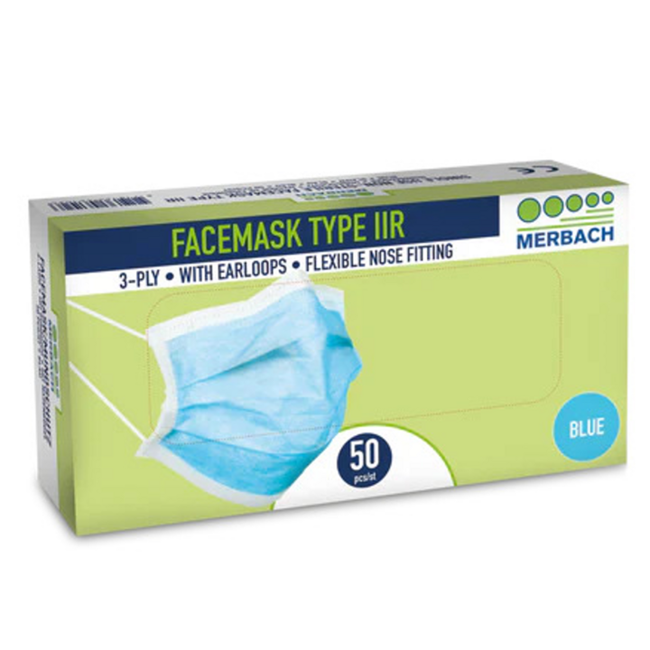 Mondmasker, disposable, type IIR, blauw (50 stuk) - 0