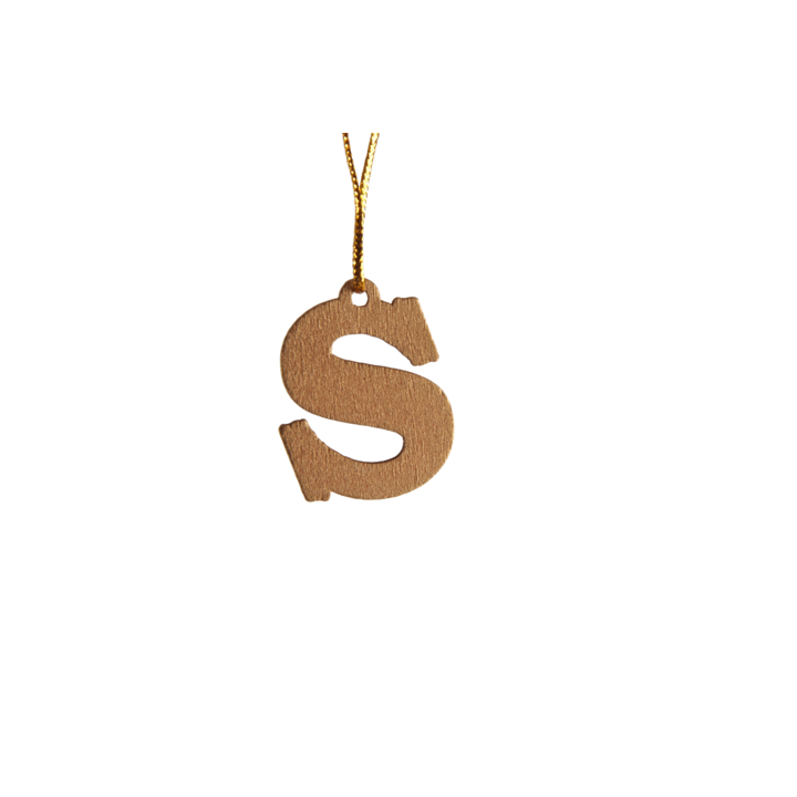 Sint deco, hanger, letter S, 30x36mm, goud (120 stuks) - 0