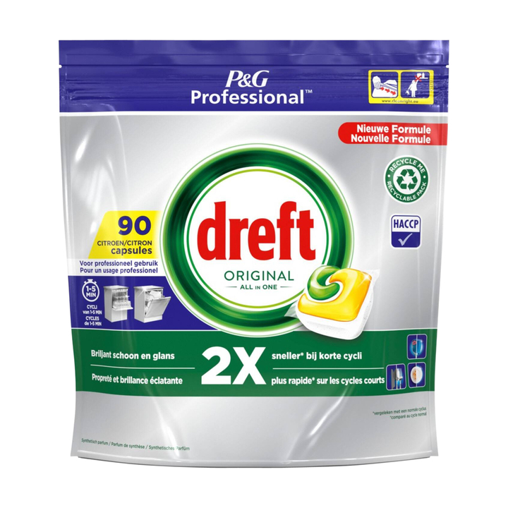 Dreft Professional All-in-one, 90 vaatwastabletten, Lemon, 8006540881347 (1 stuk) - 0