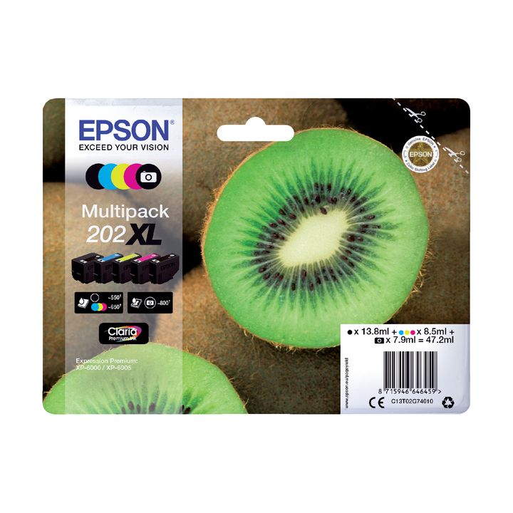 Inkcartridge epson 202xl t02g74 zwart + 3 kl + fzw(2888133) - 0