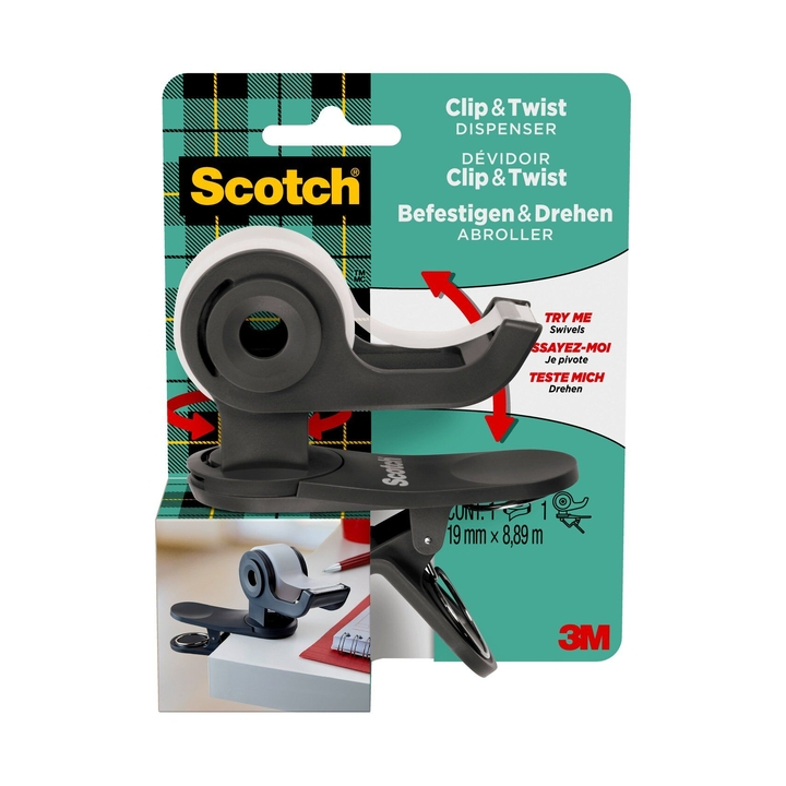 Dispenser clip scotch + 1rol 19x8.89m magic tape(c19-clip-cg - 0