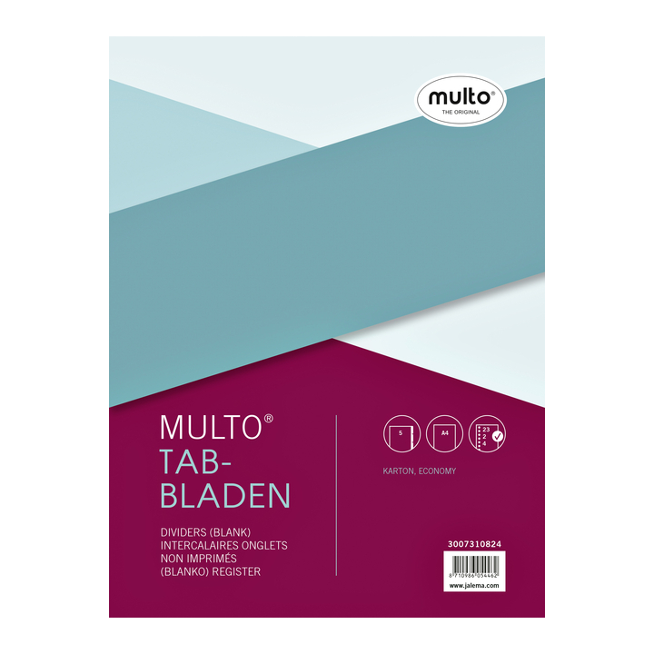 Tabbladen multo 7310824 a4 23r karton 5dlg ass - 0