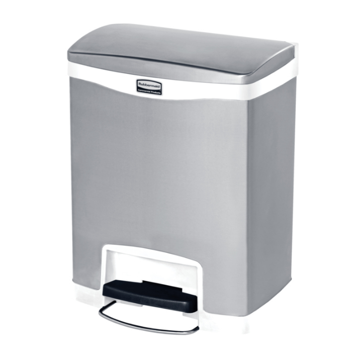 Rubbermaid, pedaalemmer, 30 liter, mat RVS/wit, VB 224795 - 0