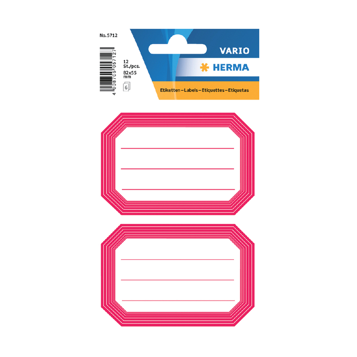 Etiket herma 5712 boek 82x55mm rode rand lijn - 0