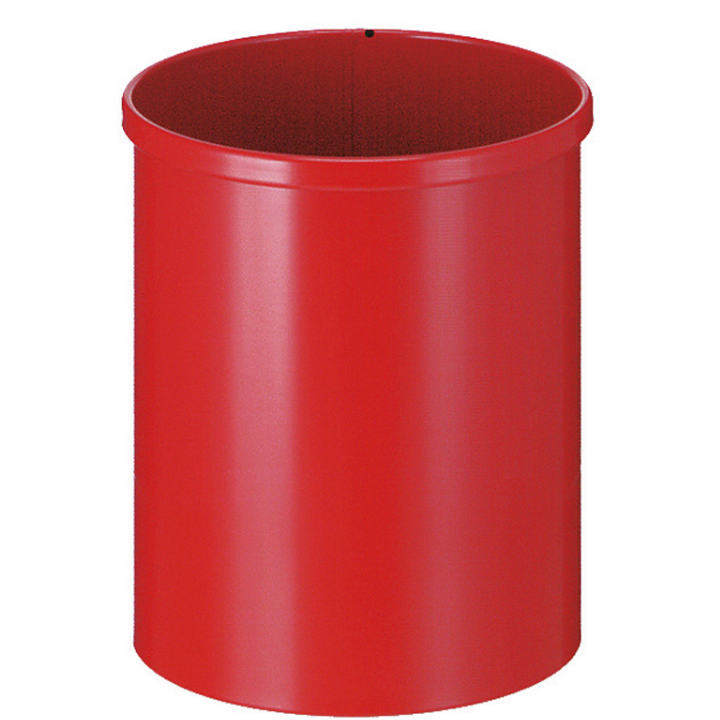 Metalen papierbak, rond, 15 liter, rood, VB 100100 - 0