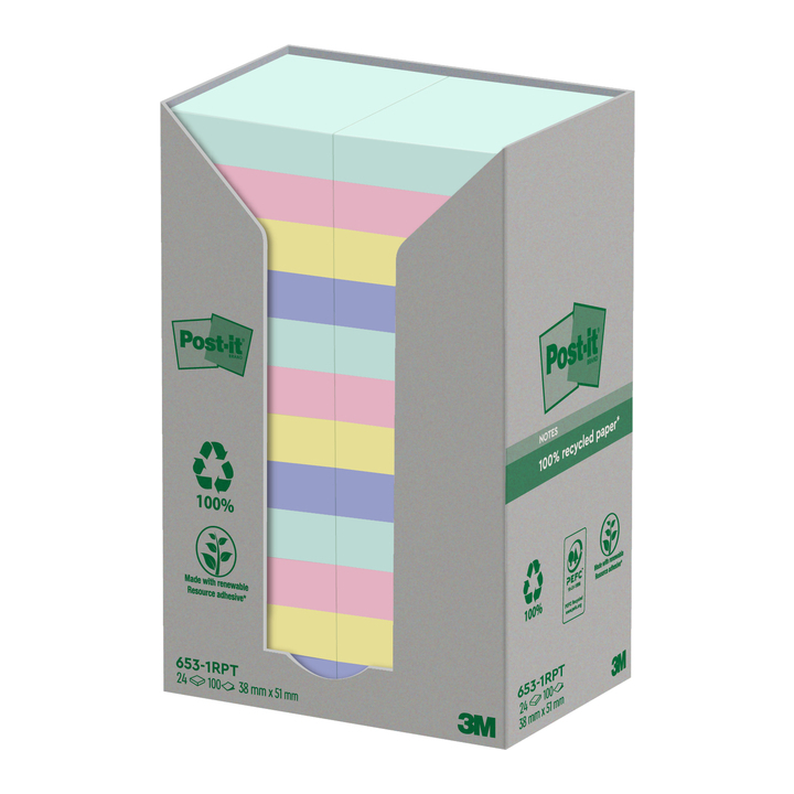 Memoblok 3m post-it 653 kringloop natuur tint - 0