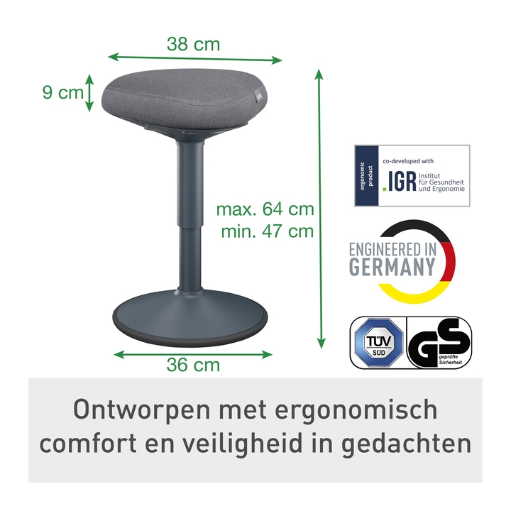 Actieve zitkruk leitz ergo met comfortzitting(65440089) - 2
