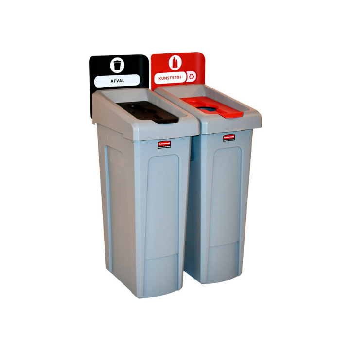 Slim Jim | Modulaire Afvalscheidingsbak | 2x87 Liter | Grijs | VB 182015 - Afvalstromen Restafval & Kunststof - 0