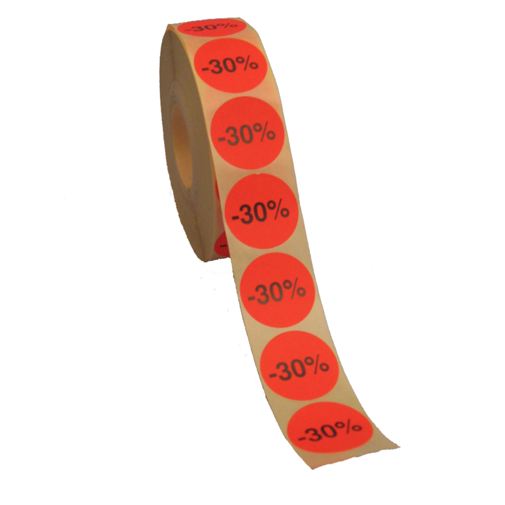 Etiket, 35mm, rond, rood, 30% (2000 stuks) - 0