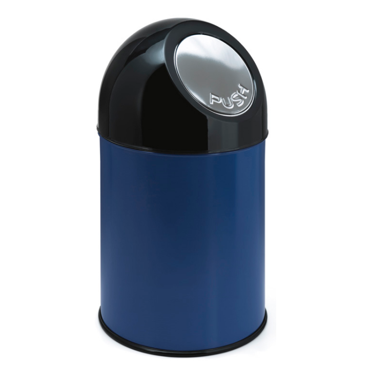 Afvalbak met pushdeksel & binnenbak, 30 liter, blauw, VB 460002 - 0