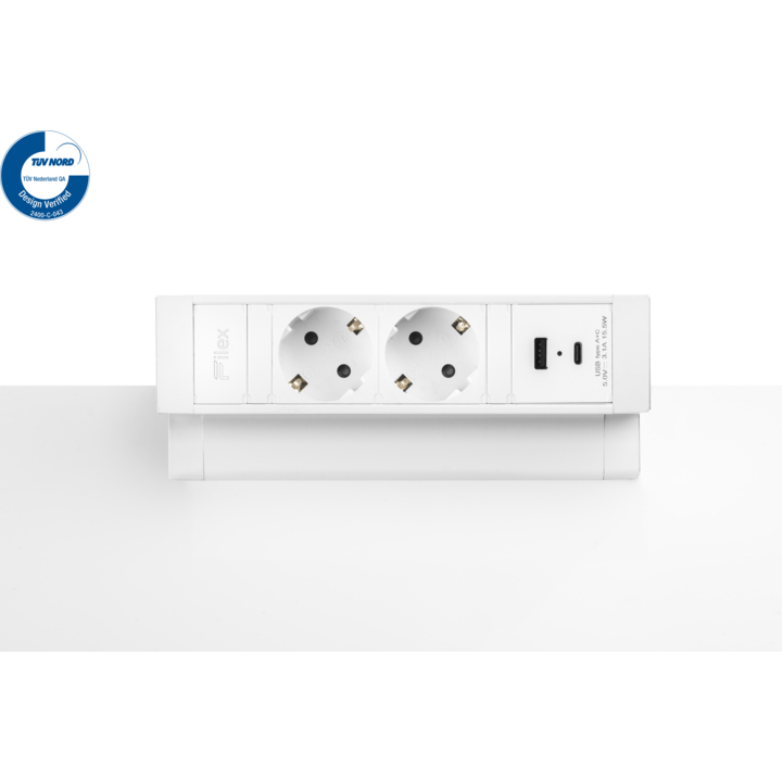 Filex, Power Desk Up 2.0, 2x 230V, 1x USB A+C, wit - 0
