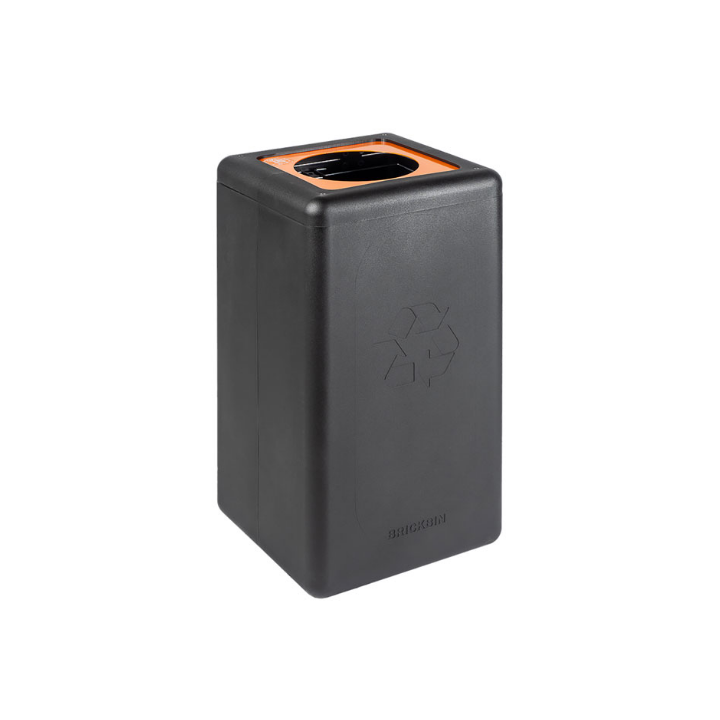 Brickbin, modulaire afvalscheidingsbak met klepdeksel, 65 liter, zwart, VB 196272 | plastic - 0