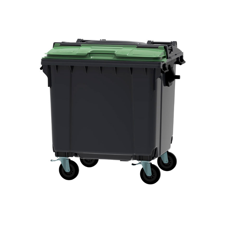 Afvalcontainer, 1100 liter, grijs/groen, VB 719112 - 0