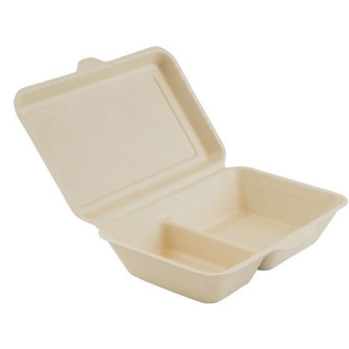 Maaltijdbak suikerriet, 24x16x6cm, 2 vaks (500 stuks) - 0