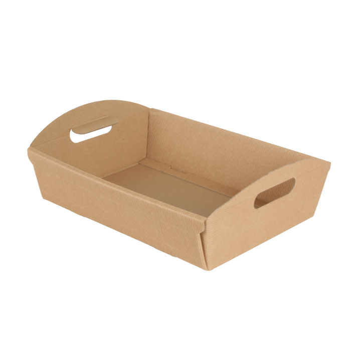 Schaal met handgrepen, karton, 32x22x8.5cm, bruin (10 stuks) - 0