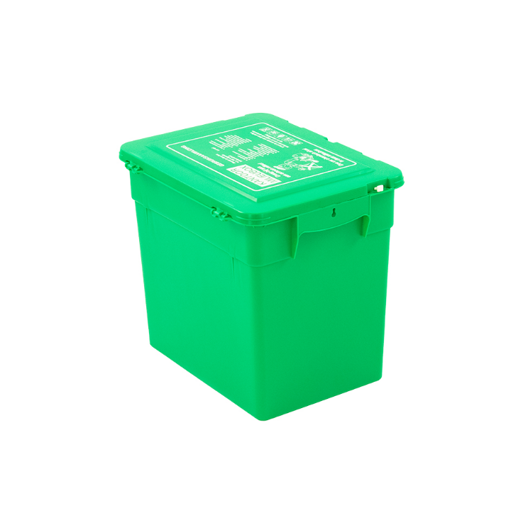 Kunststof milieubox met deksel, 30 liter, groen, VB 420500 - 1