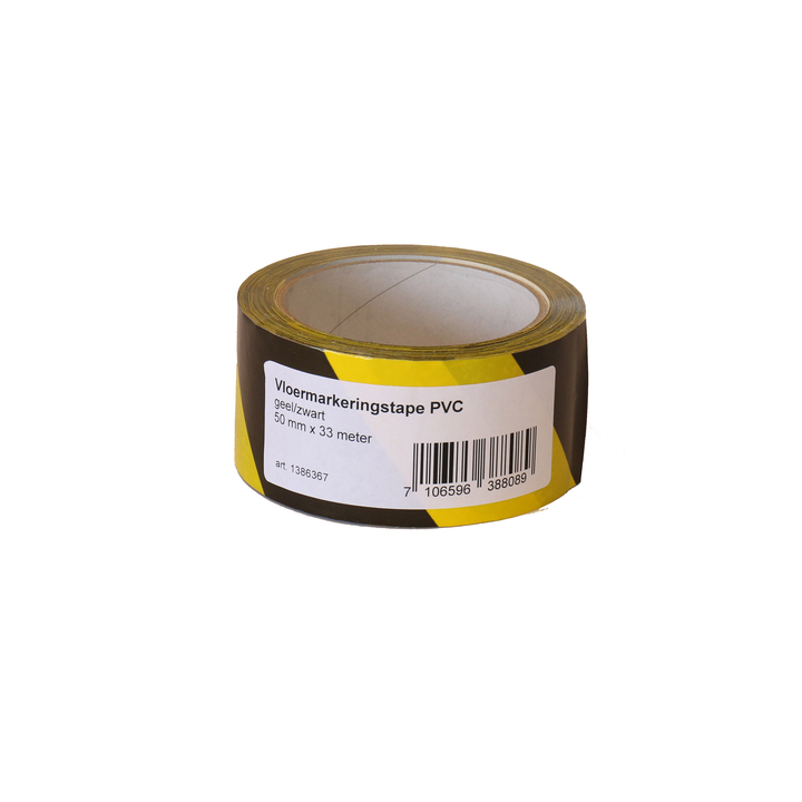 IEZZY, vloermarkeringstape, 50mm x 66m, zwart/geel, 15097 (1 stuk) - 0