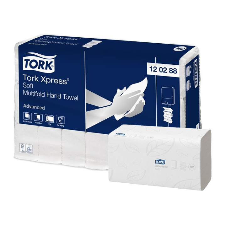 Tork Advanced | Interfold Papieren Handdoekjes | 34x21,2cm | 2-Laags | H2 | Wit | 120288 (2.856 stuks) - 0