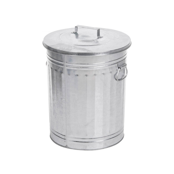 Trash Can, afvalbak met deksel, 54 liter, verzinkt,VB 310015 - 0