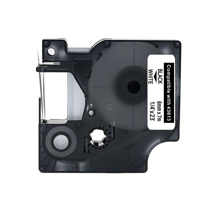Lettertape compatible dymo 43613 6mmx7m wit/zwart - 0