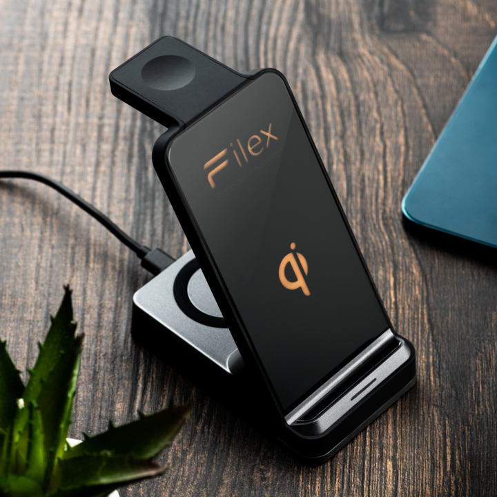 Filex, 3 in 1 Wireless Quick Charger, zwart - 1